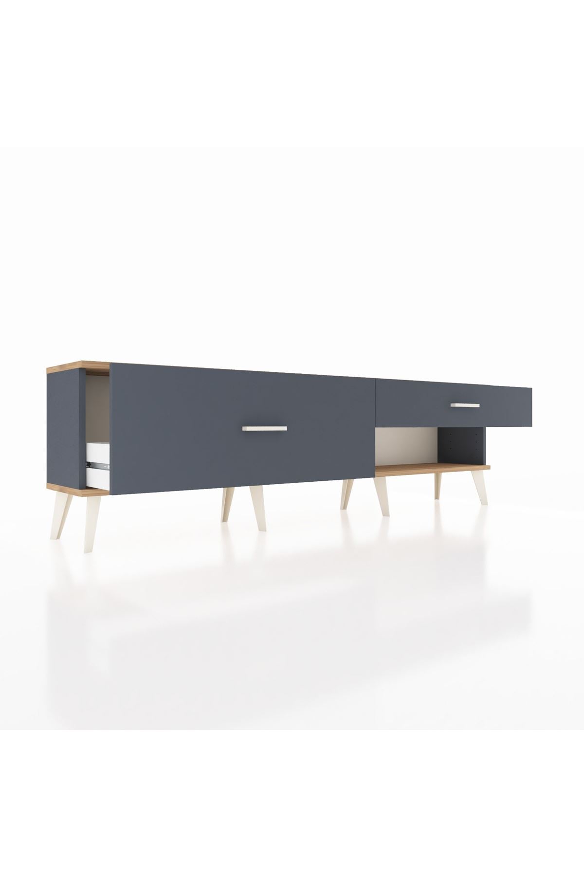 Arges TV Ünitesi 2 Çekmeceli  176x30x51 Antrasit-Çam/Antrasit