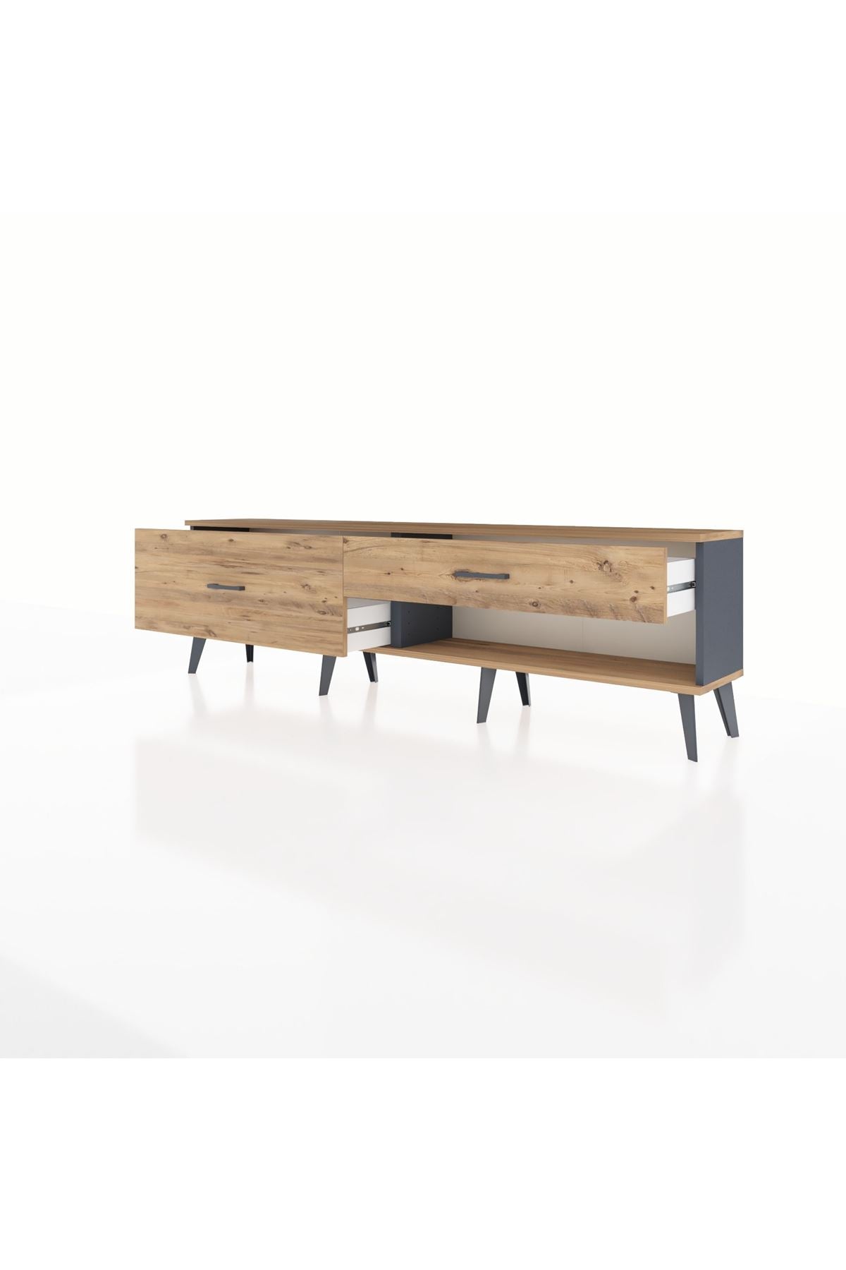 Arges TV Ünitesi 2 Çekmeceli  176x30x51 Antrasit-Çam/Çam