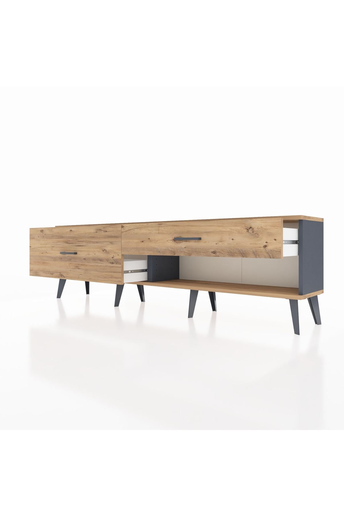 Arges TV Ünitesi 2 Çekmeceli  176x30x51 Antrasit-Çam/Çam