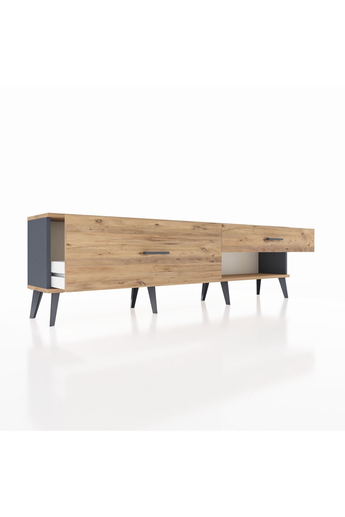 Arges TV Ünitesi 2 Çekmeceli  176x30x51 Antrasit-Çam/Çam