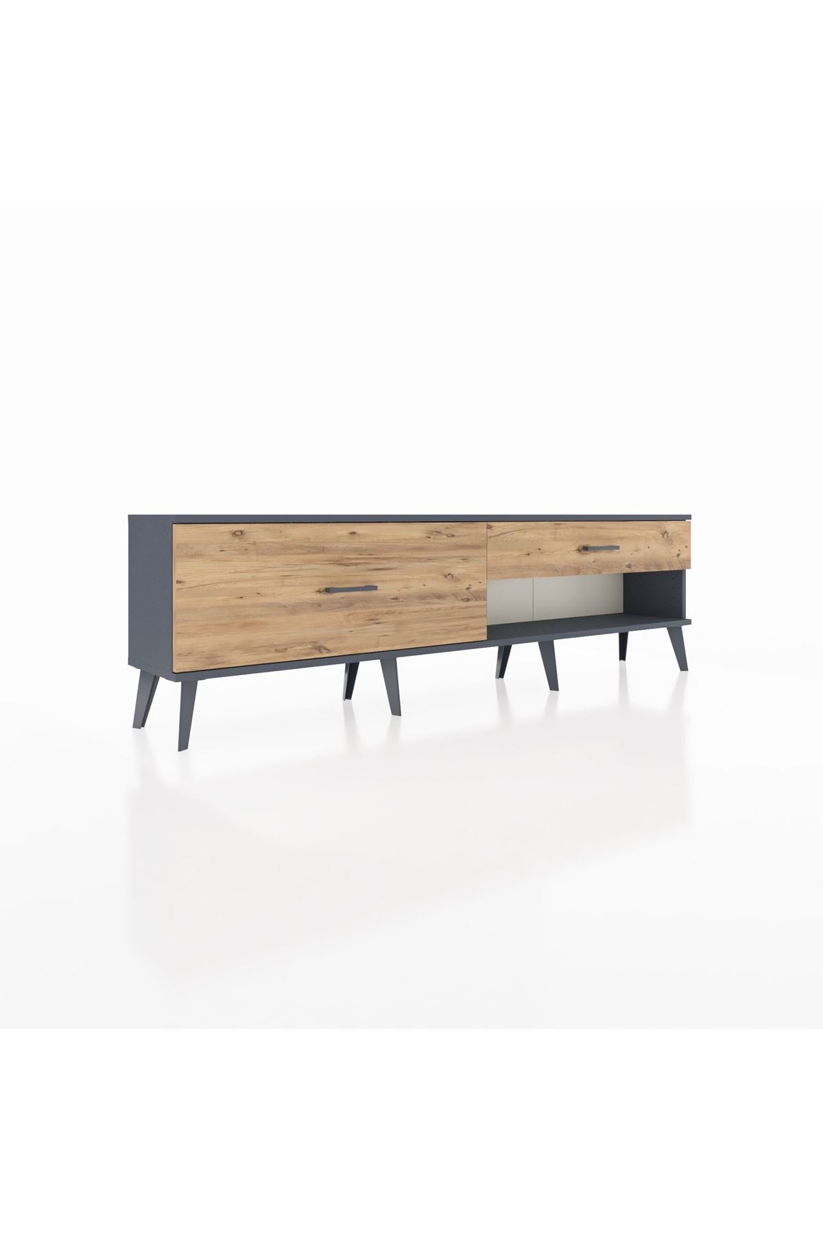 Arges TV Ünitesi 2 Çekmeceli  176x30x51 Antrasit-Antrasit/Çam