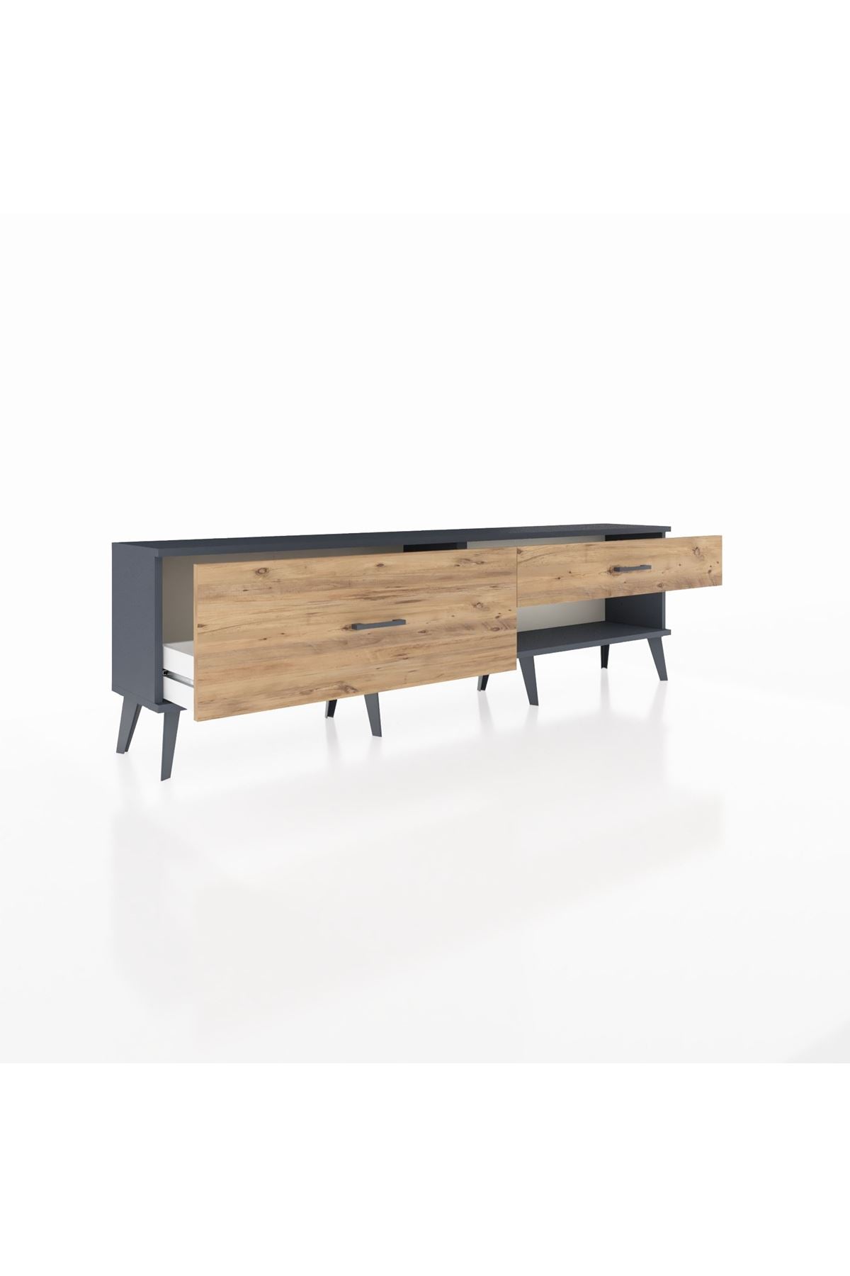 Arges TV Ünitesi 2 Çekmeceli  176x30x51 Antrasit-Antrasit/Çam