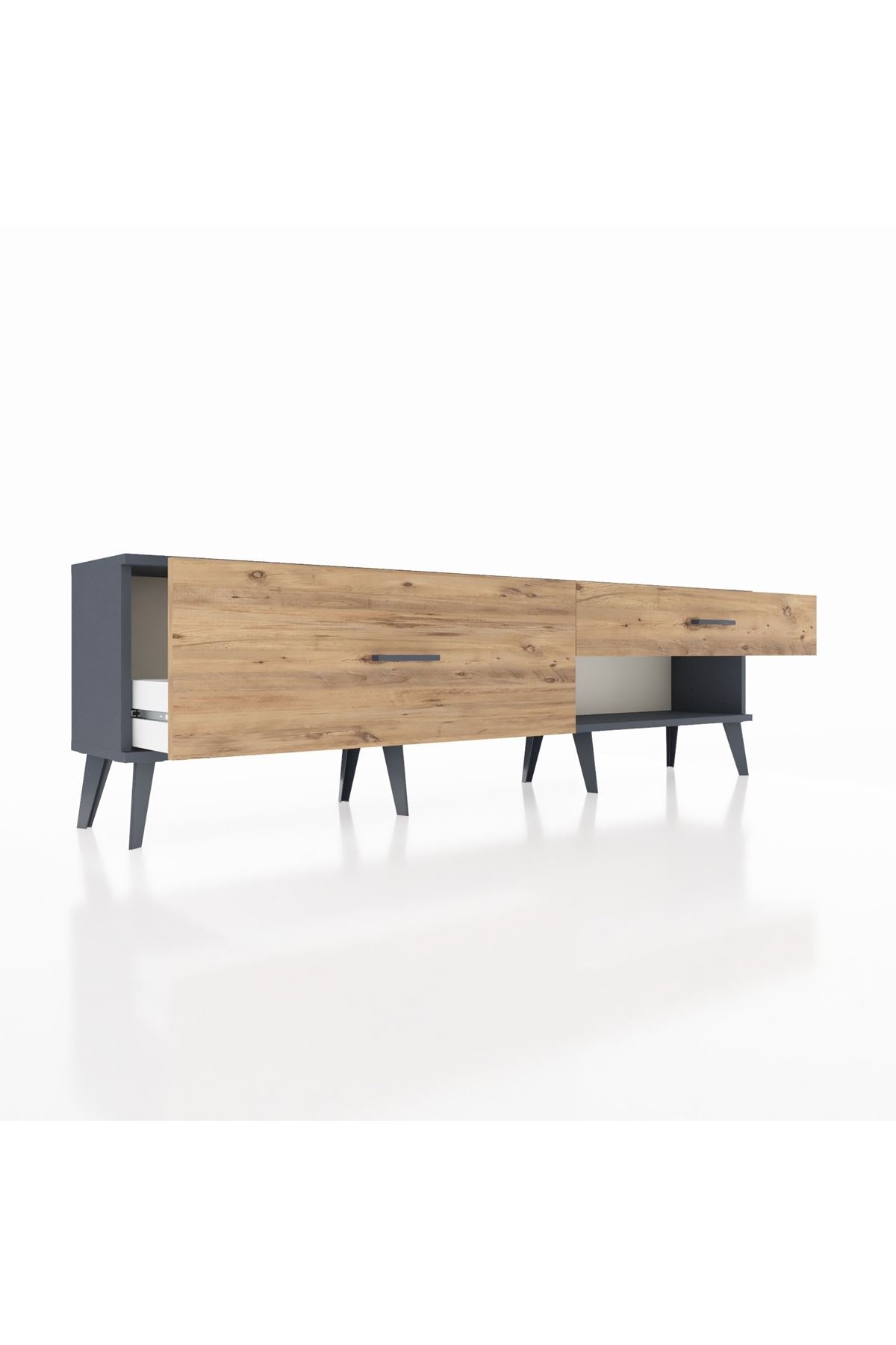 Arges TV Ünitesi 2 Çekmeceli  176x30x51 Antrasit-Antrasit/Çam