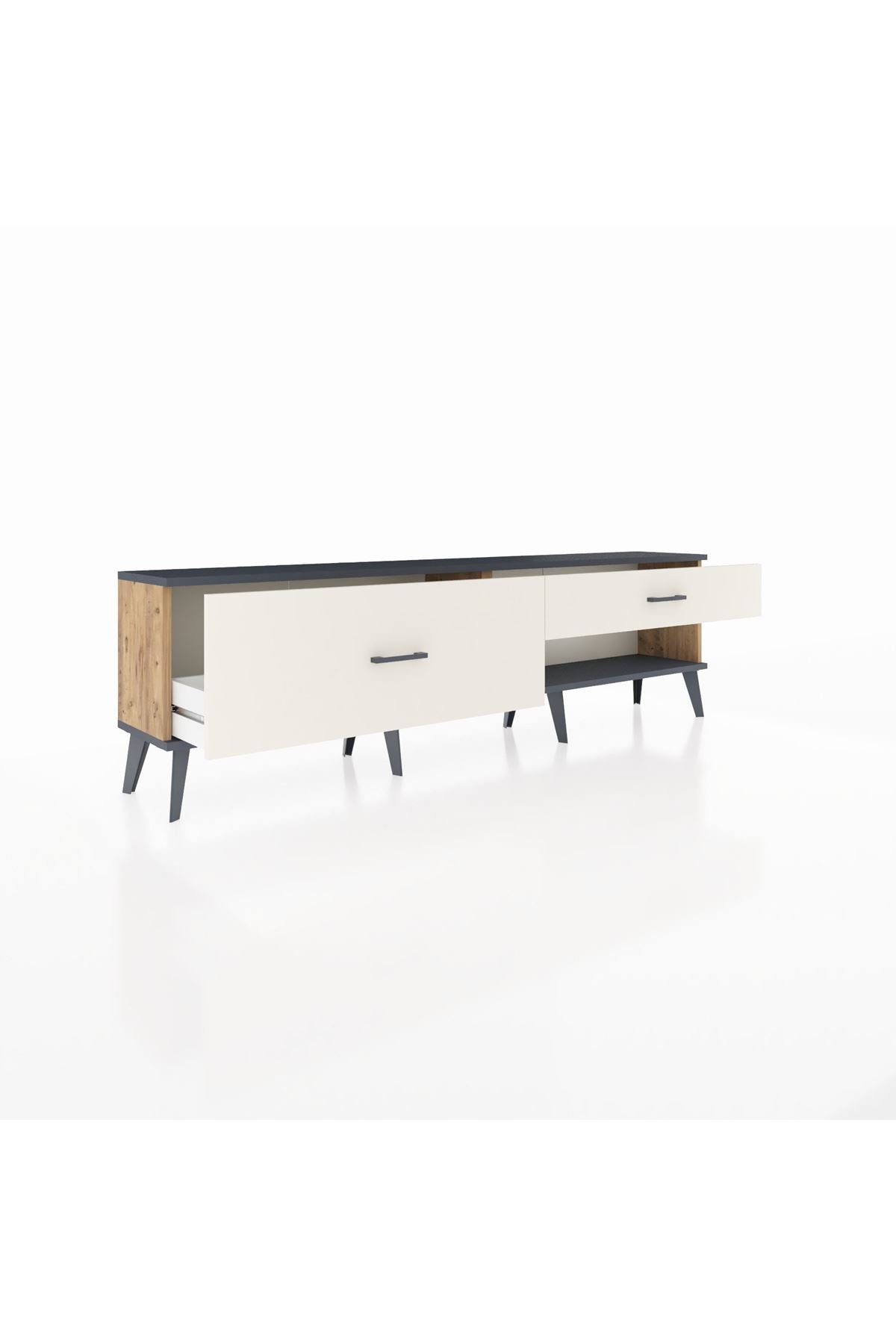 Arges TV Ünitesi 2 Çekmeceli  176x30x51 Çam-Antrasit/Aytaşı