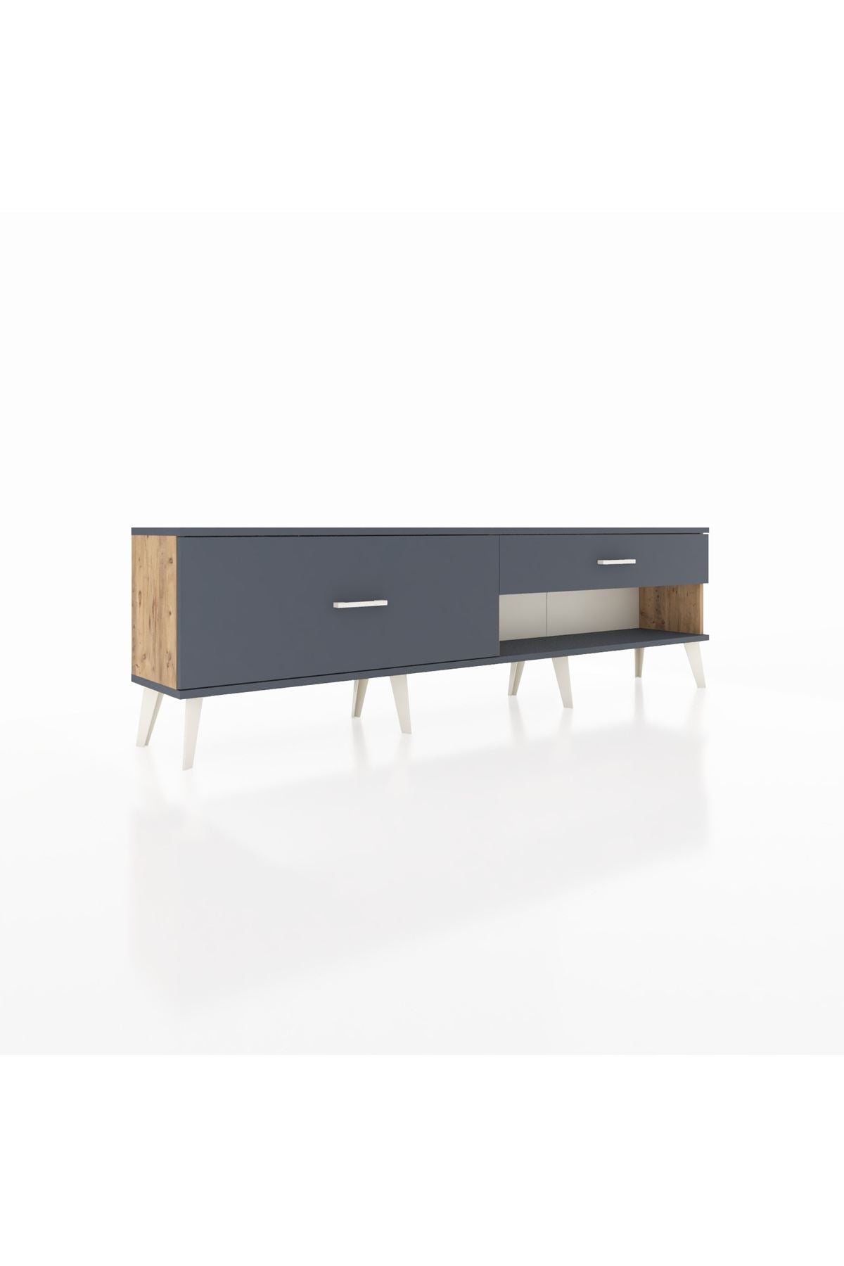 Arges TV Ünitesi 2 Çekmeceli  176x30x51 Çam-Antrasit/Antrasit