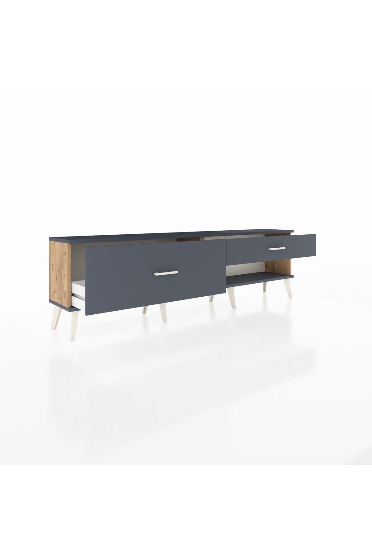 Arges TV Ünitesi 2 Çekmeceli  176x30x51 Çam-Antrasit/Antrasit