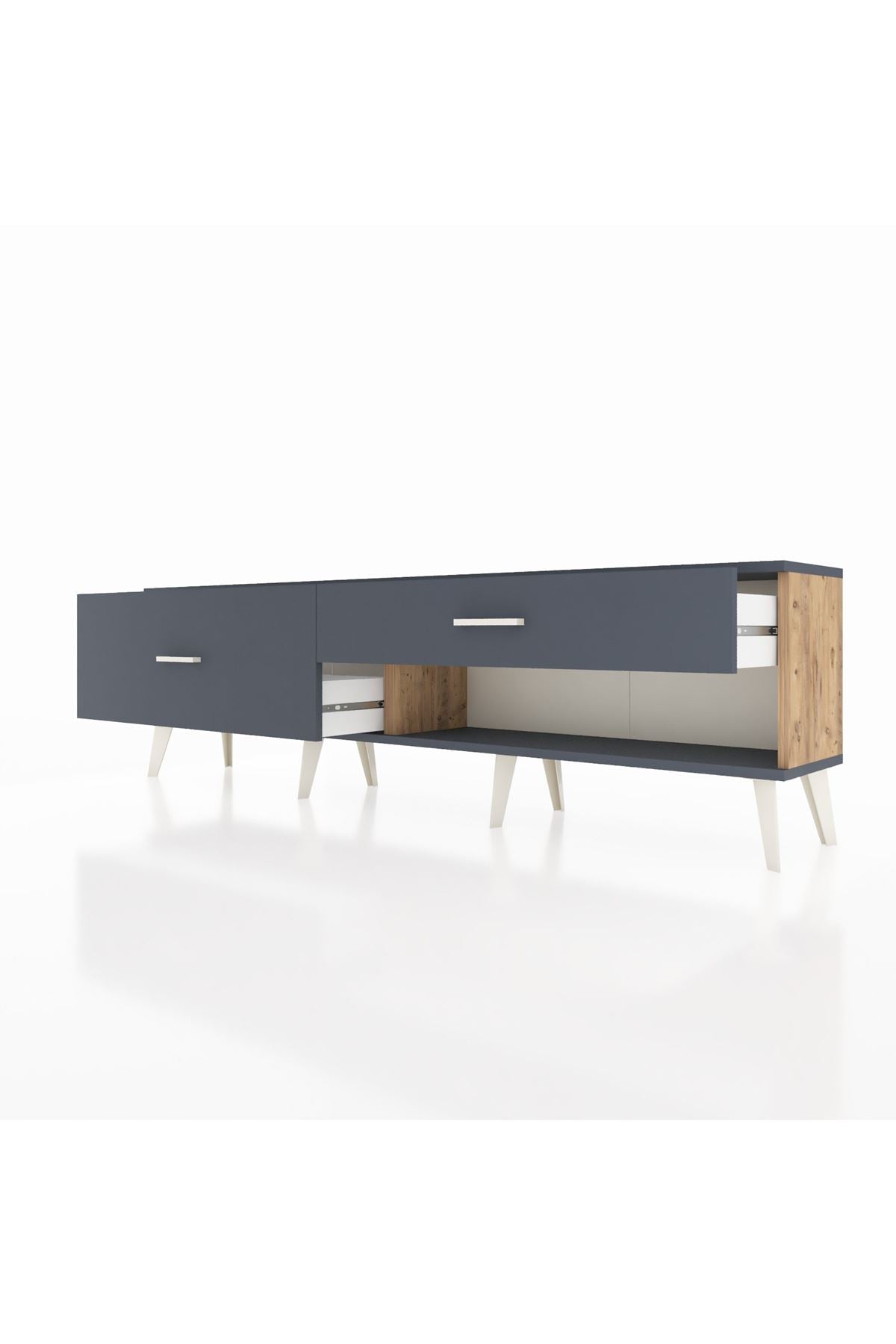 Arges TV Ünitesi 2 Çekmeceli  176x30x51 Çam-Antrasit/Antrasit