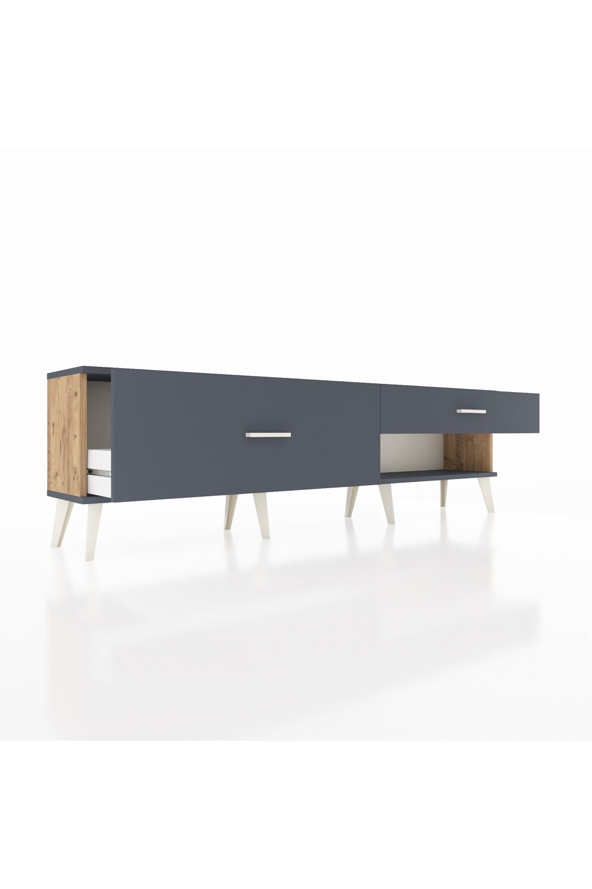 Arges TV Ünitesi 2 Çekmeceli  176x30x51 Çam-Antrasit/Antrasit