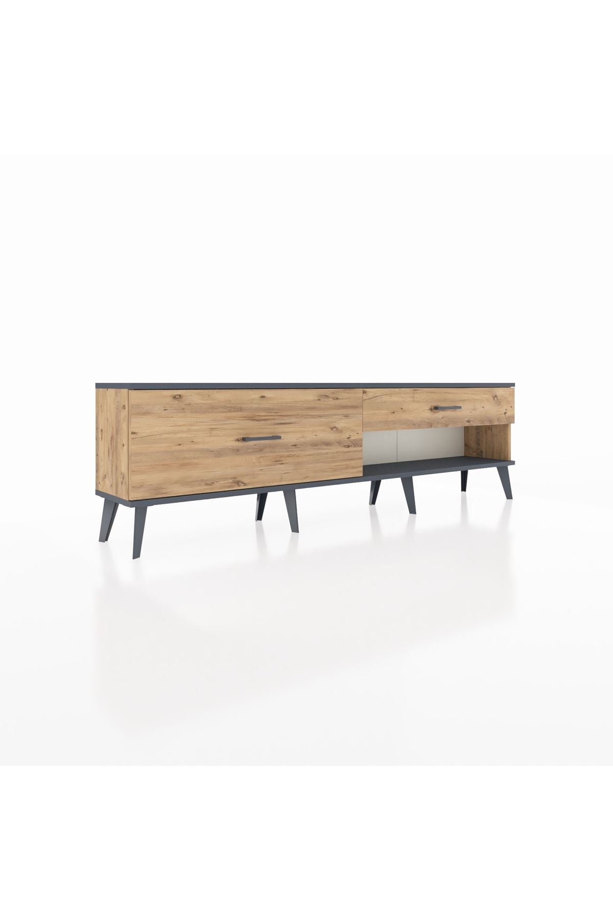 Arges TV Ünitesi 2 Çekmeceli  176x30x51 Çam-Antrasit/Çam