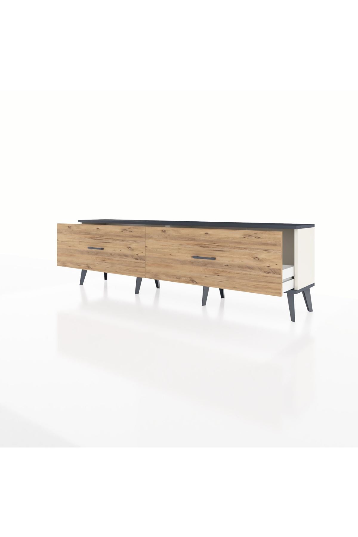 Arges TV Ünitesi 2 Çekmeceli  176x30x51 Aytaşı-Antrasit/Çam