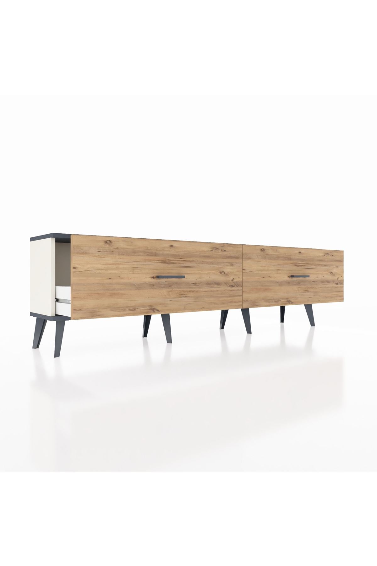 Arges TV Ünitesi 2 Çekmeceli  176x30x51 Aytaşı-Antrasit/Çam