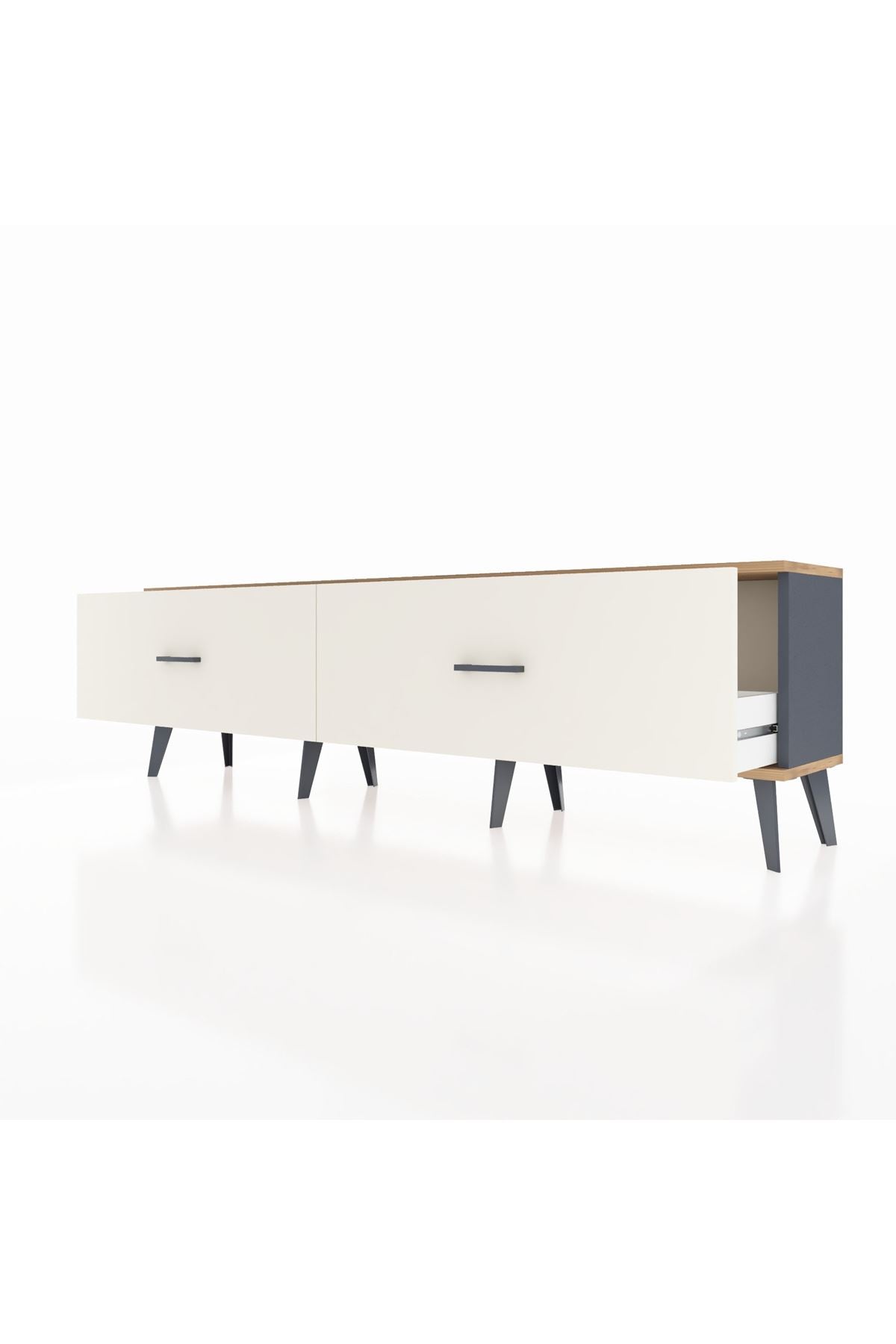 Arges TV Ünitesi 2 Çekmeceli  176x30x51 Antrasit-Çam/Aytaşı