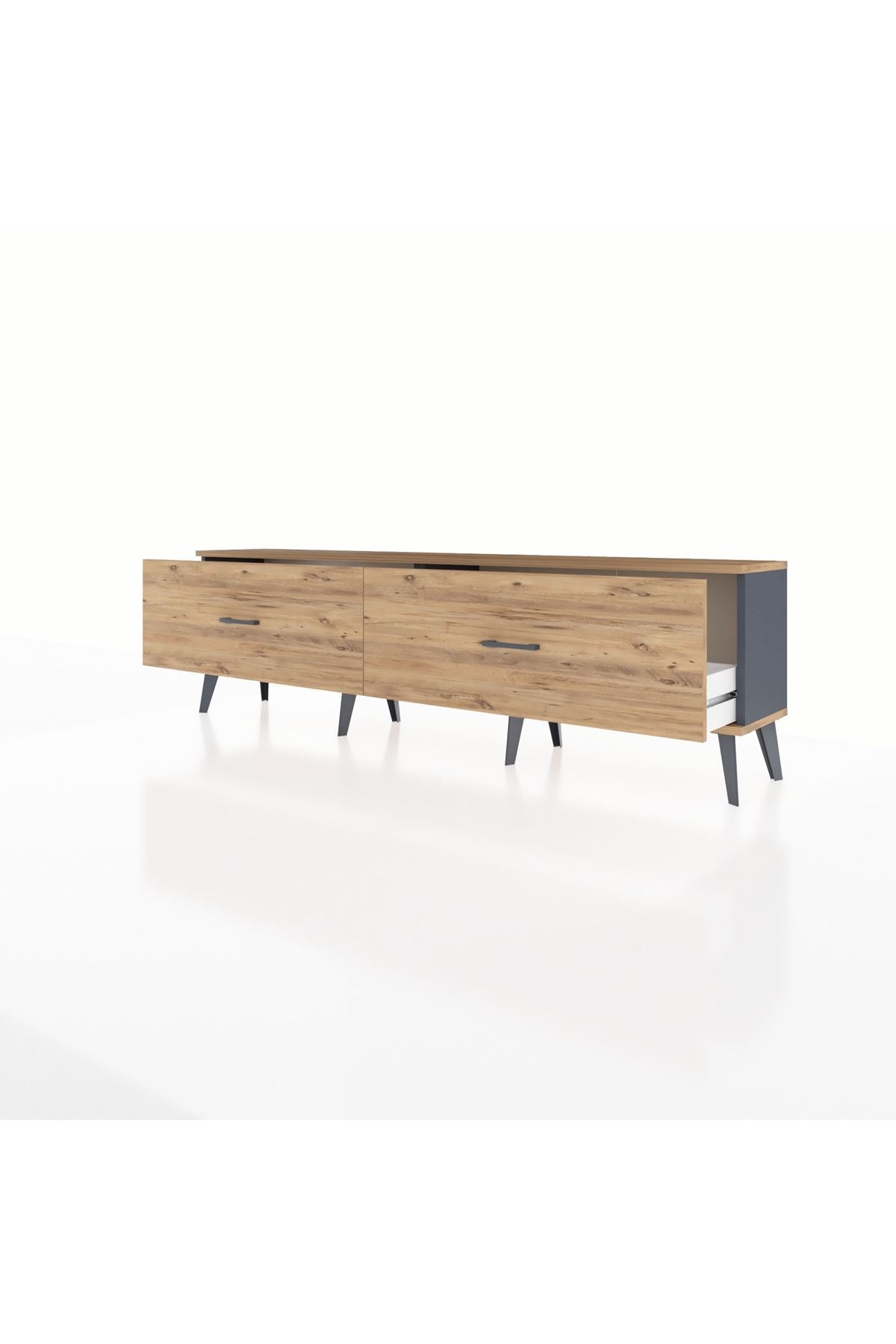 Arges TV Ünitesi 2 Çekmeceli  176x30x51 Antrasit-Çam/Çam