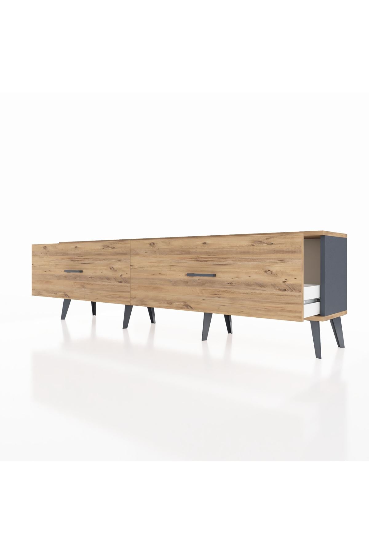 Arges TV Ünitesi 2 Çekmeceli  176x30x51 Antrasit-Çam/Çam