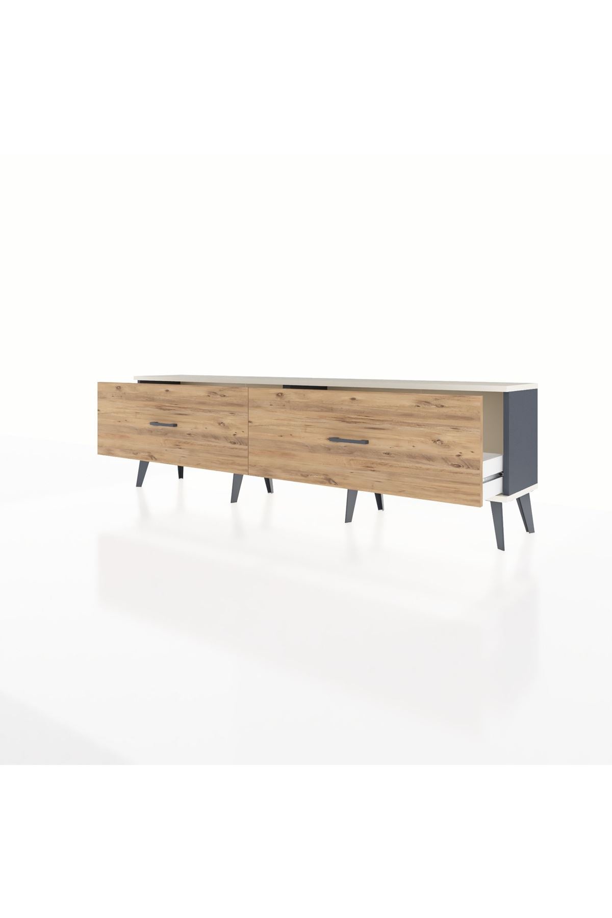 Arges TV Ünitesi 2 Çekmeceli  176x30x51 Antrasit-Aytaşı/Çam