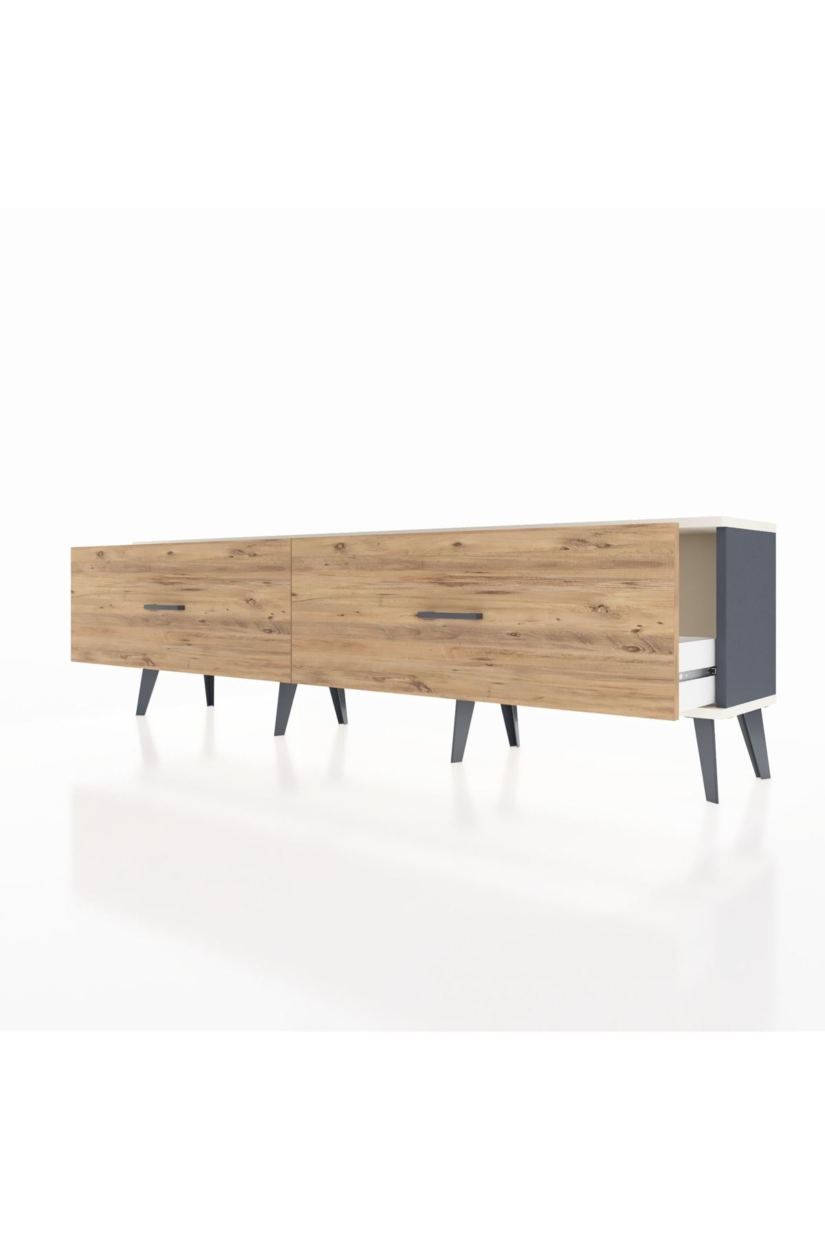 Arges TV Ünitesi 2 Çekmeceli  176x30x51 Antrasit-Aytaşı/Çam