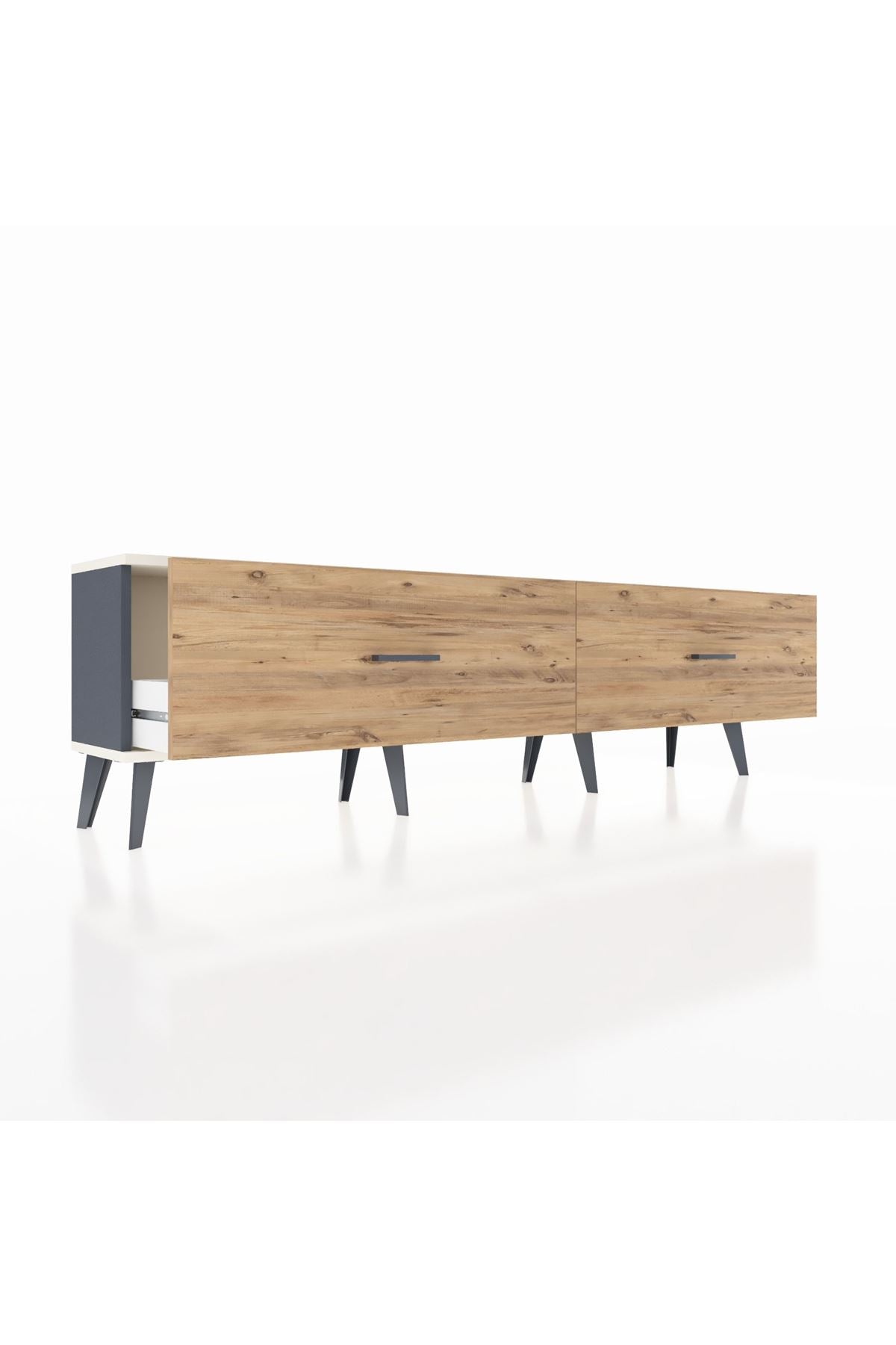 Arges TV Ünitesi 2 Çekmeceli  176x30x51 Antrasit-Aytaşı/Çam