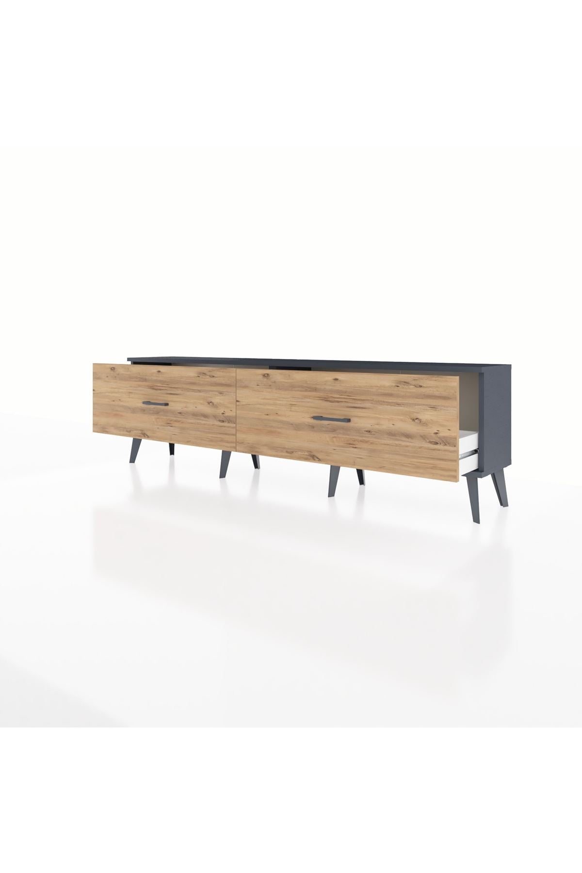 Arges TV Ünitesi 2 Çekmeceli  176x30x51 Antrasit-Antrasit/Çam