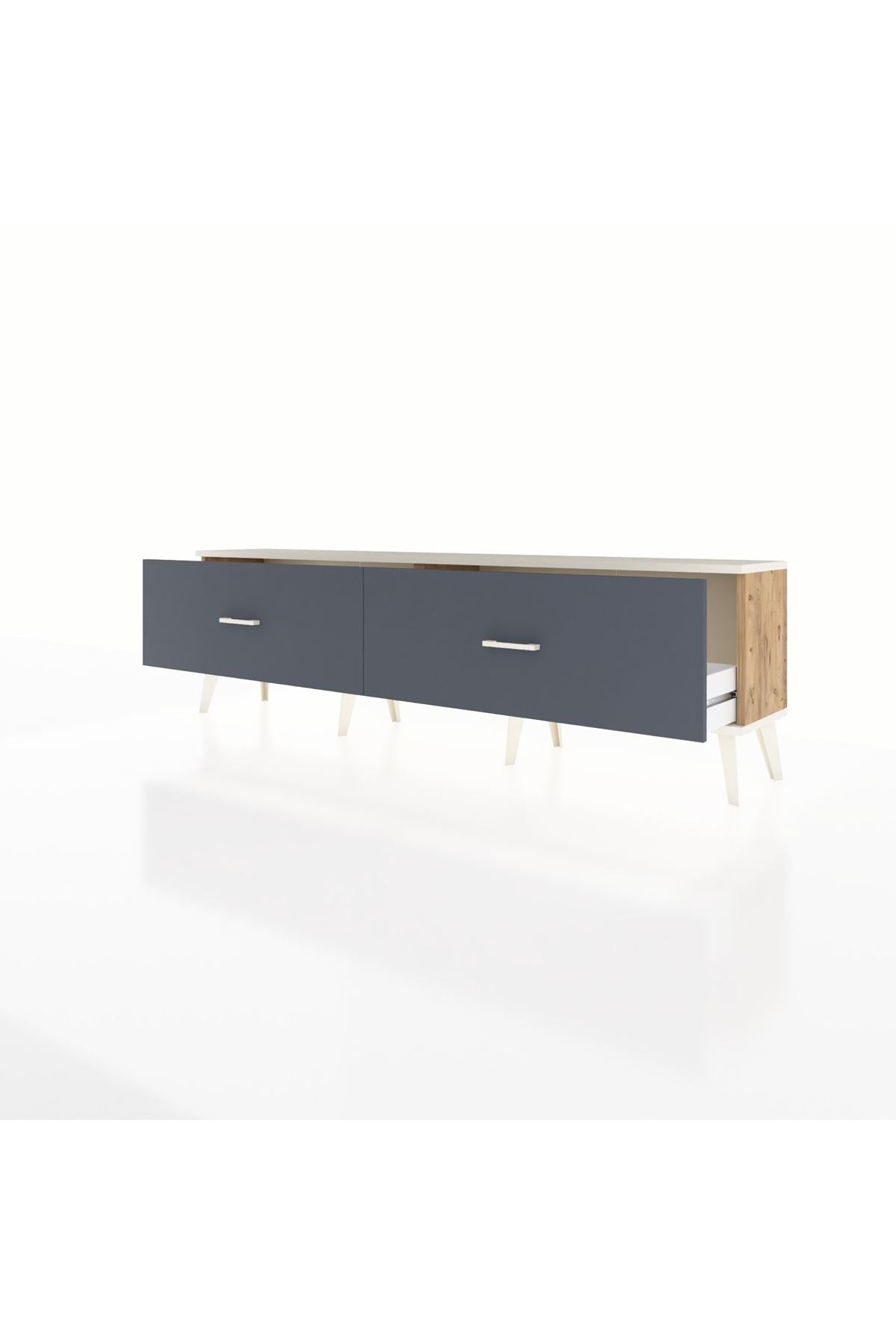 Arges TV Ünitesi 2 Çekmeceli  176x30x51 Çam-Aytaşı/Antrasit