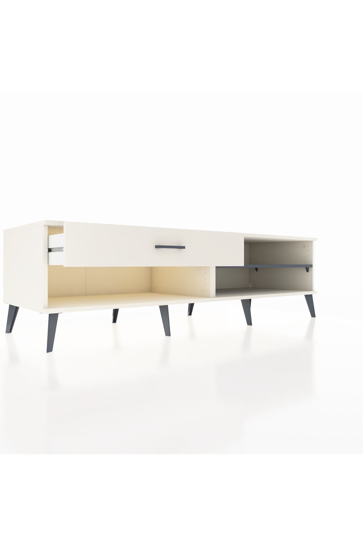 Kronos TV Ünitesi Tek Raflı Tek Çekmeceli  176x59x51 Aytaşı-Antrasit/Aytaşı