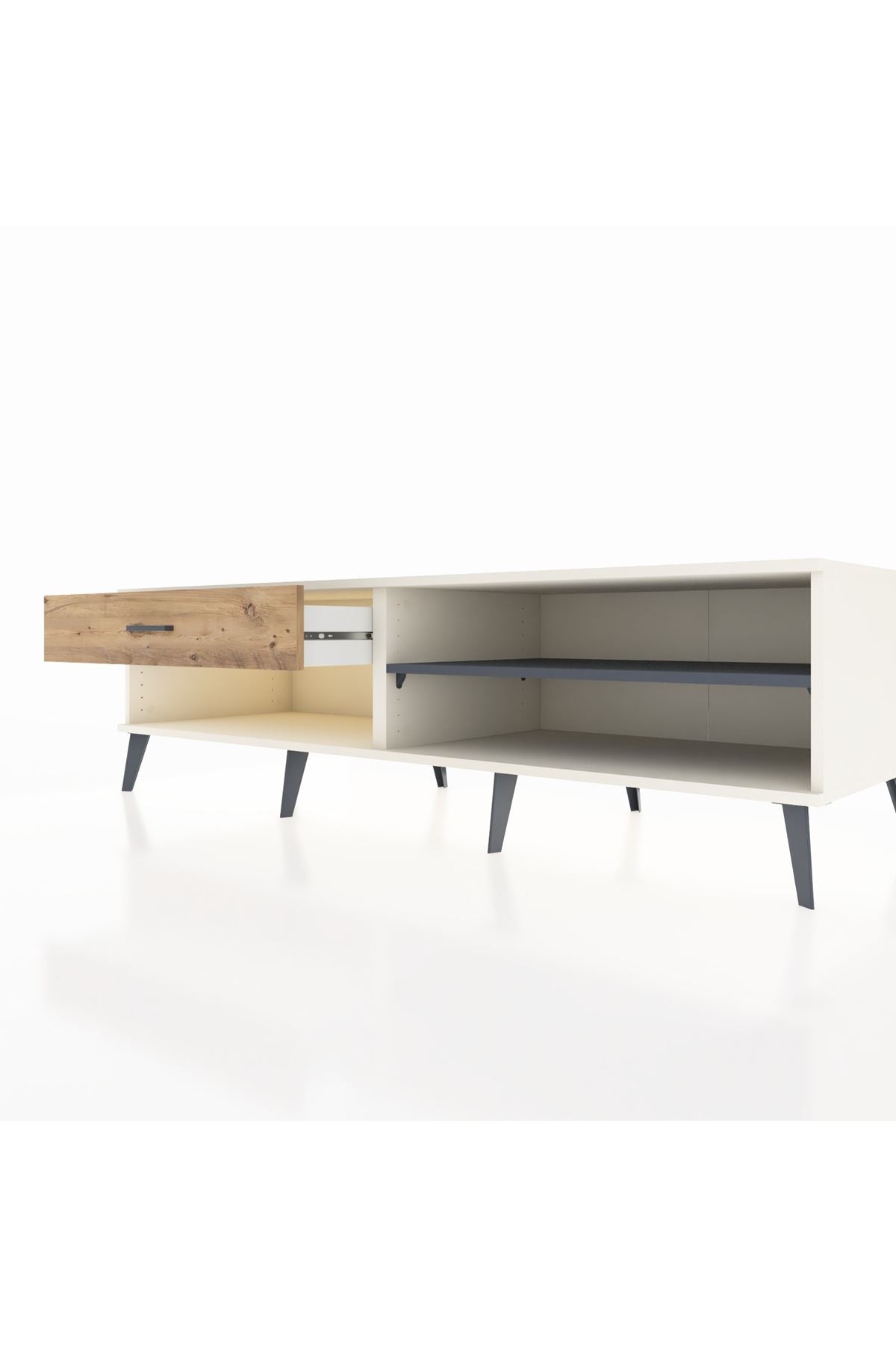 Kronos TV Ünitesi Tek Raflı Tek Çekmeceli  176x59x51 Aytaşı-Antrasit/Çam