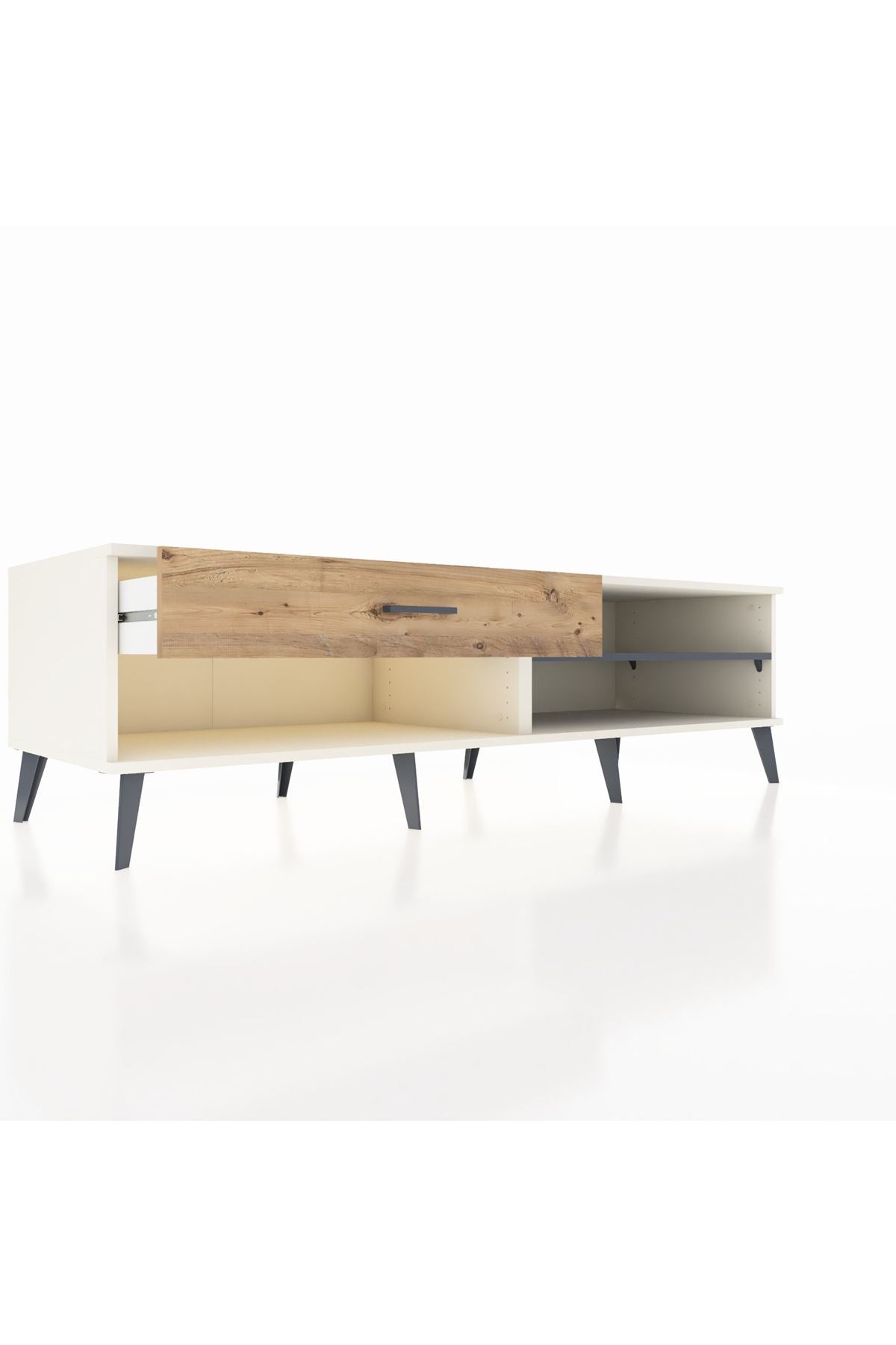 Kronos TV Ünitesi Tek Raflı Tek Çekmeceli  176x59x51 Aytaşı-Antrasit/Çam