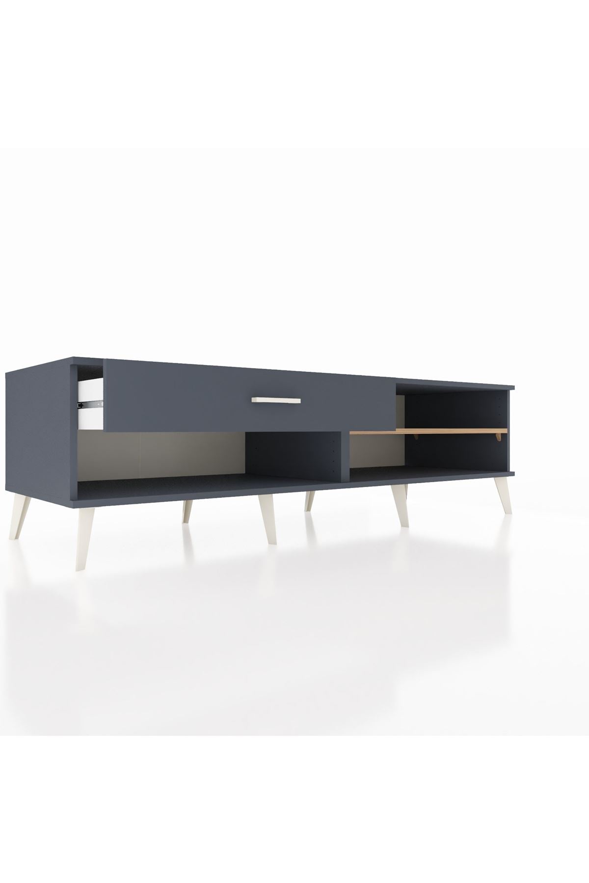 Kronos TV Ünitesi Tek Raflı Tek Çekmeceli  176x59x51 Antrasit-Çam/Antrasit