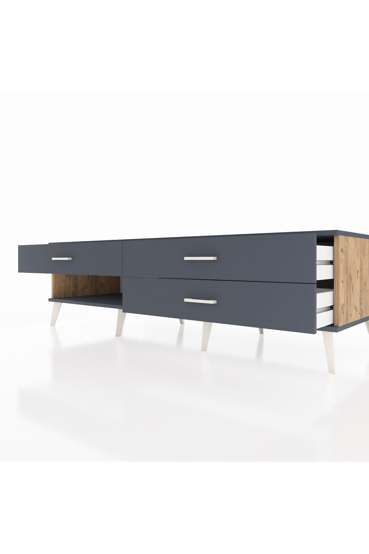 Kronos TV Ünitesi 3 Çekmeceli  176x59x51 Çam-Antrasit/Antrasit