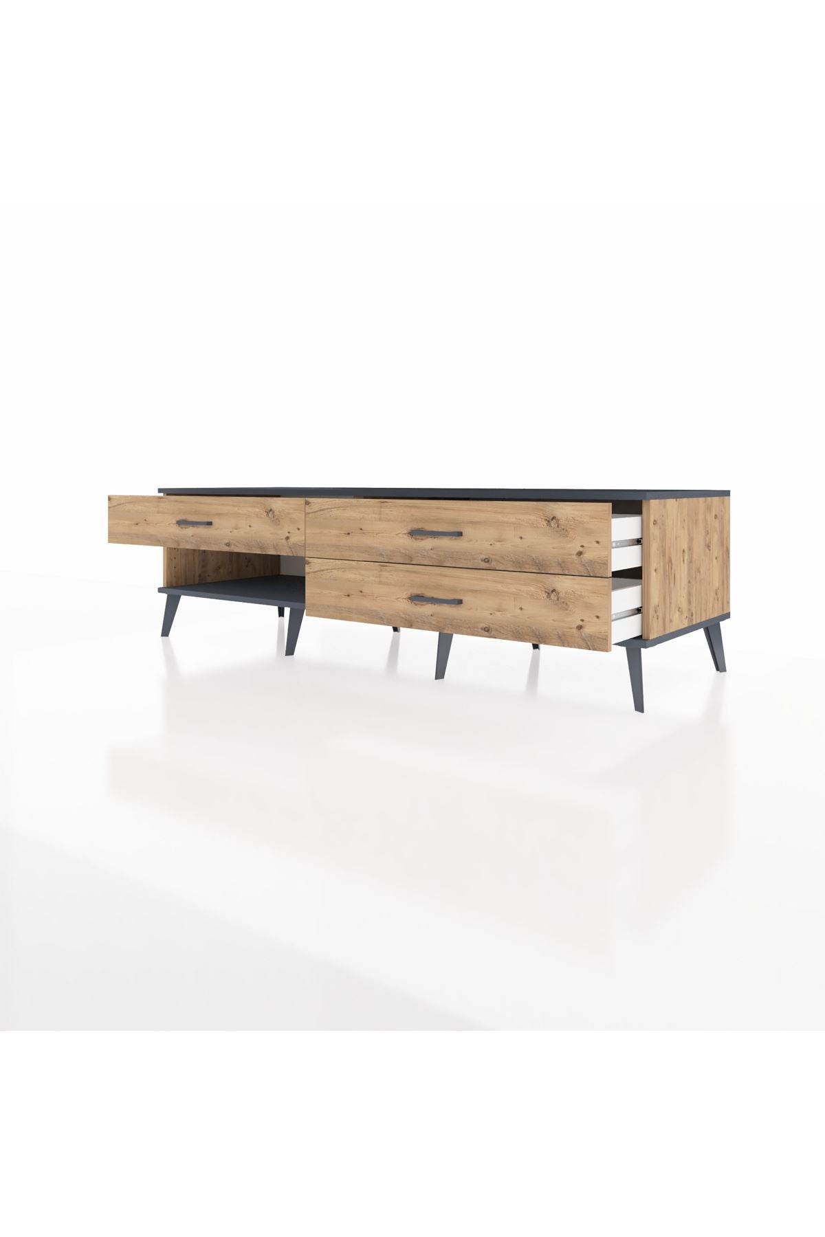 Kronos TV Ünitesi 3 Çekmeceli  176x59x51 Çam-Antrasit/Çam