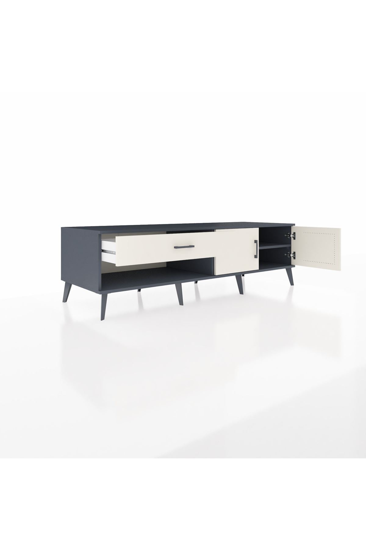 Kronos TV Ünitesi Tek Raflı Tek Çekmeceli 2 Kapaklı 176x59x51 Antrasit-Aytaşı/Aytaşı