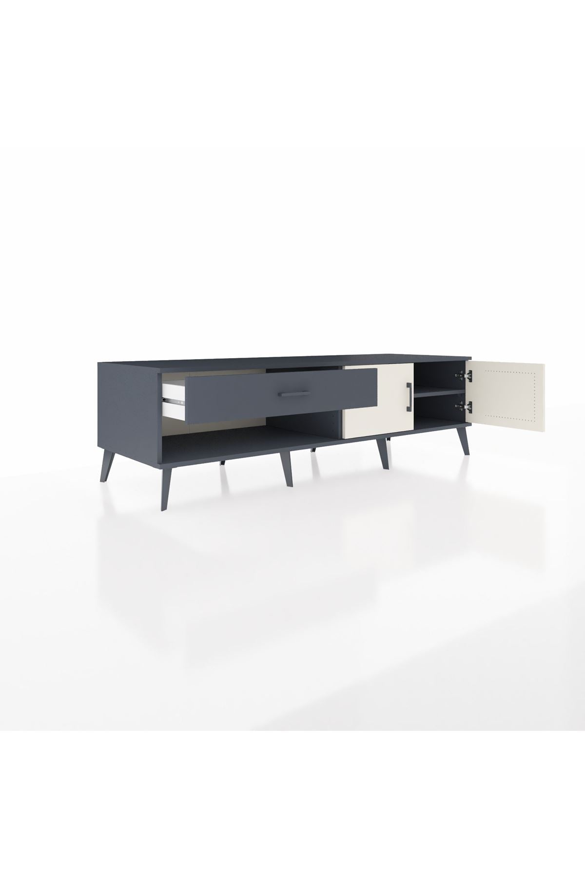 Kronos TV Ünitesi Tek Raflı Tek Çekmeceli 2 Kapaklı 176x59x51 Antrasit-Aytaşı/Antrasit