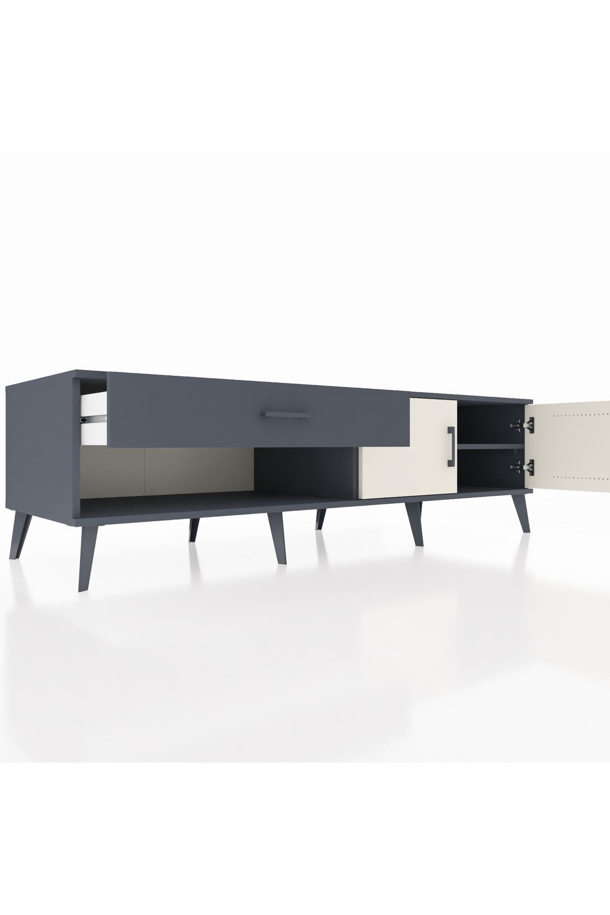 Kronos TV Ünitesi Tek Raflı Tek Çekmeceli 2 Kapaklı 176x59x51 Antrasit-Aytaşı/Antrasit