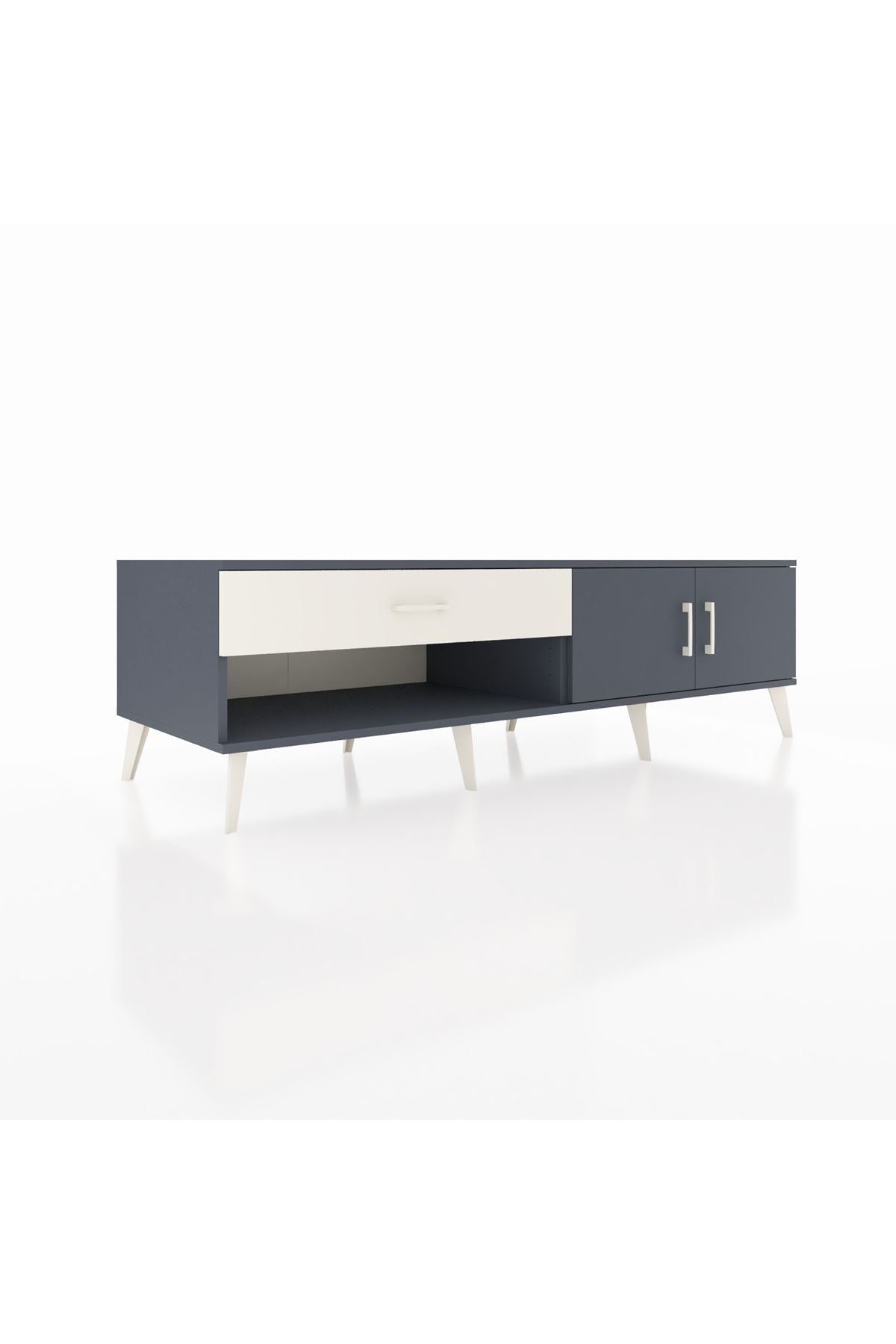 Kronos TV Ünitesi Tek Raflı Tek Çekmeceli 2 Kapaklı 176x59x51 Antrasit-Antrasit/Aytaşı