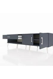 Kronos TV Ünitesi Tek Raflı Tek Çekmeceli 2 Kapaklı 176x59x51 Antrasit-Antrasit/Antrasit