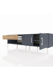 Kronos TV Ünitesi Tek Raflı Tek Çekmeceli 2 Kapaklı 176x59x51 Antrasit-Antrasit/Çam