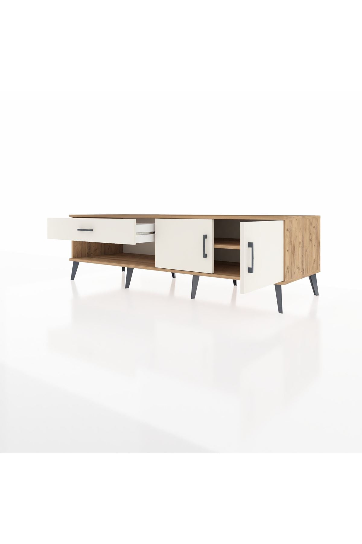 Kronos TV Ünitesi Tek Raflı Tek Çekmeceli 2 Kapaklı 176x59x51 Çam-Aytaşı/Aytaşı