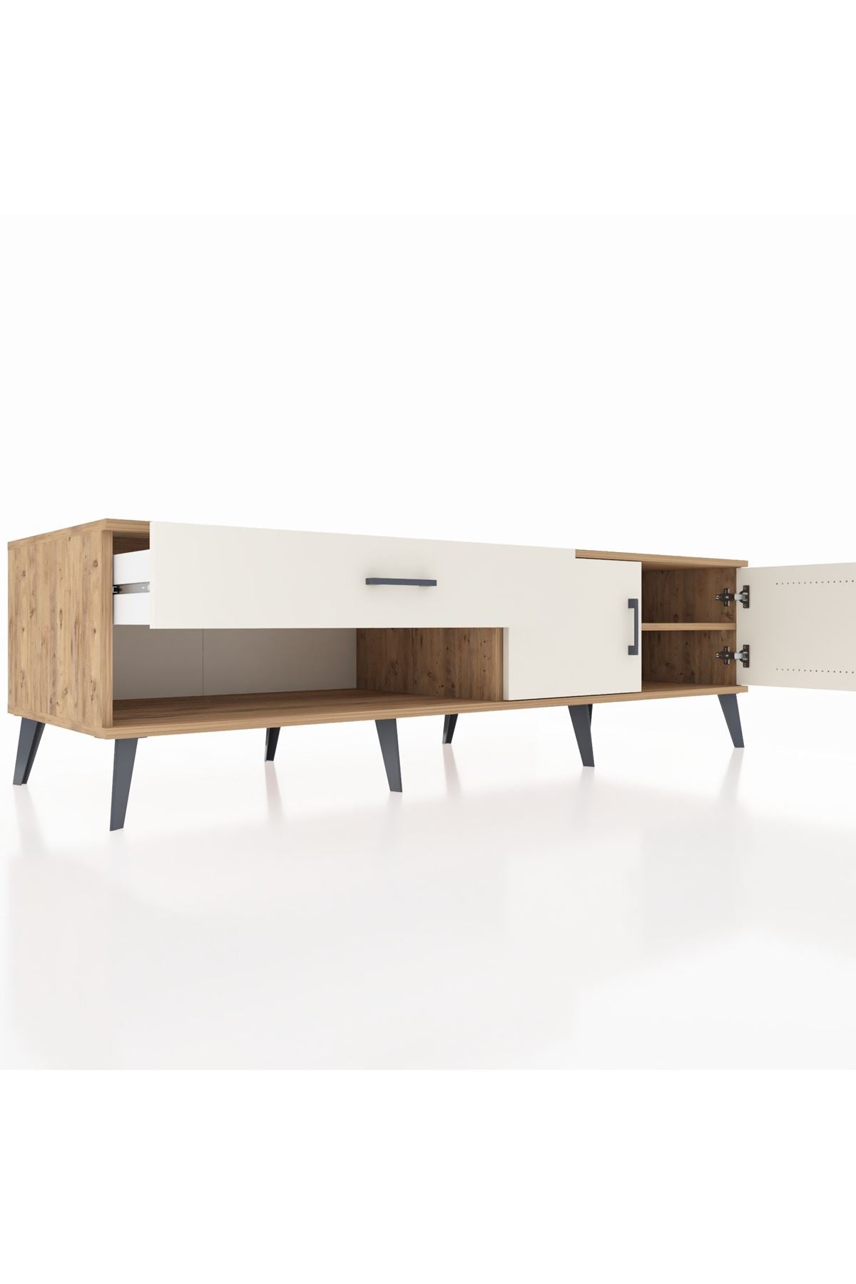 Kronos TV Ünitesi Tek Raflı Tek Çekmeceli 2 Kapaklı 176x59x51 Çam-Aytaşı/Aytaşı