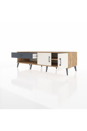 Kronos TV Ünitesi Tek Raflı Tek Çekmeceli 2 Kapaklı 176x59x51 Çam-Aytaşı/Antrasit