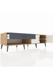 Kronos TV Ünitesi Tek Raflı Tek Çekmeceli 2 Kapaklı 176x59x51 Çam-Aytaşı/Antrasit