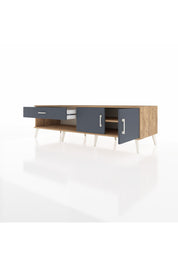 Kronos TV Ünitesi Tek Raflı Tek Çekmeceli 2 Kapaklı 176x59x51 Çam-Antrasit/Antrasit