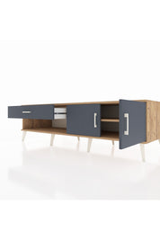 Kronos TV Ünitesi Tek Raflı Tek Çekmeceli 2 Kapaklı 176x59x51 Çam-Antrasit/Antrasit