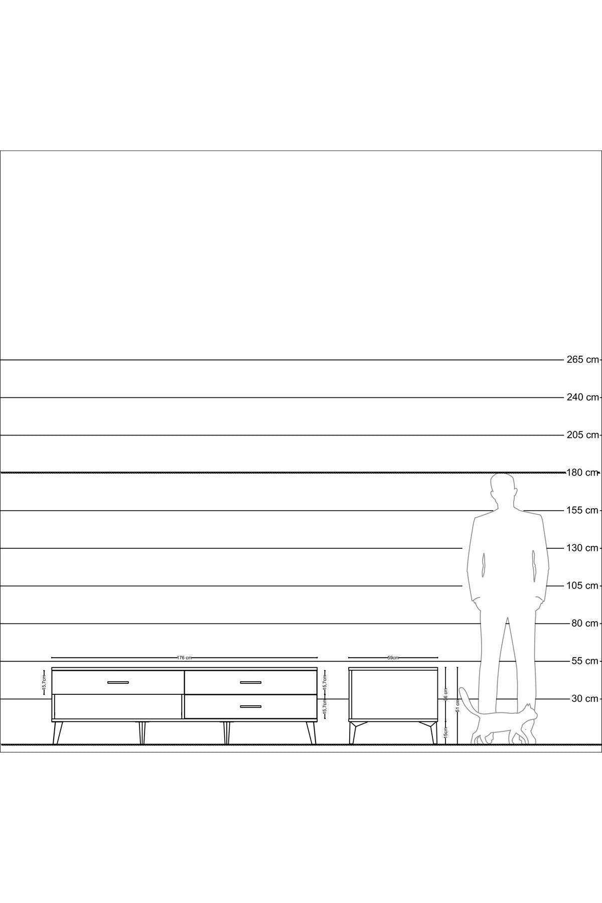 Kronos TV Ünitesi 3 Çekmeceli  176x59x51 Aytaşı-Çam/Aytaşı
