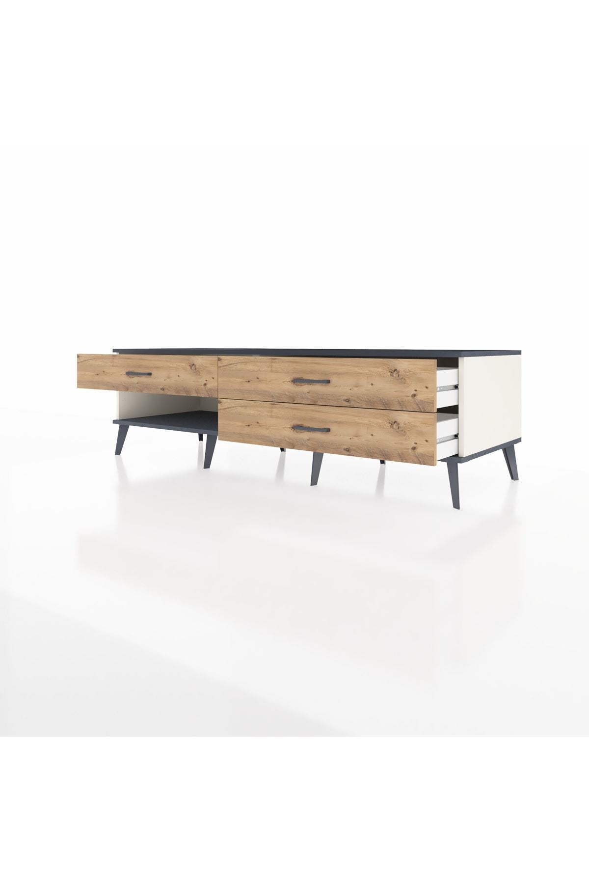 Kronos TV Ünitesi 3 Çekmeceli  176x59x51 Aytaşı-Antrasit/Çam