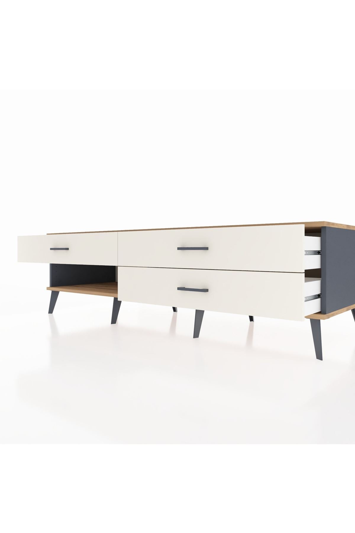 Kronos TV Ünitesi 3 Çekmeceli  176x59x51 Antrasit-Çam/Aytaşı