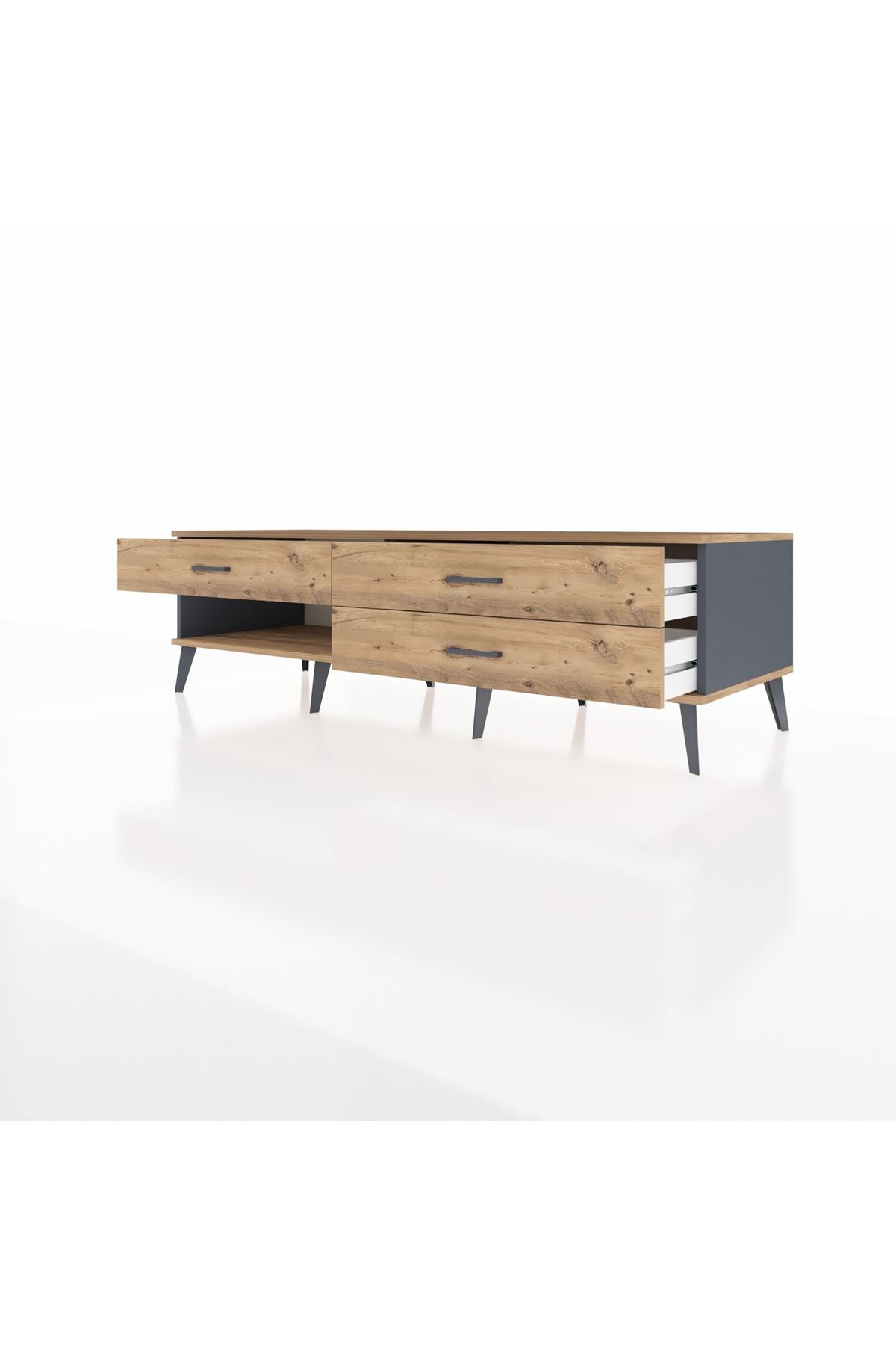 Kronos TV Ünitesi 3 Çekmeceli  176x59x51 Antrasit-Çam/Çam