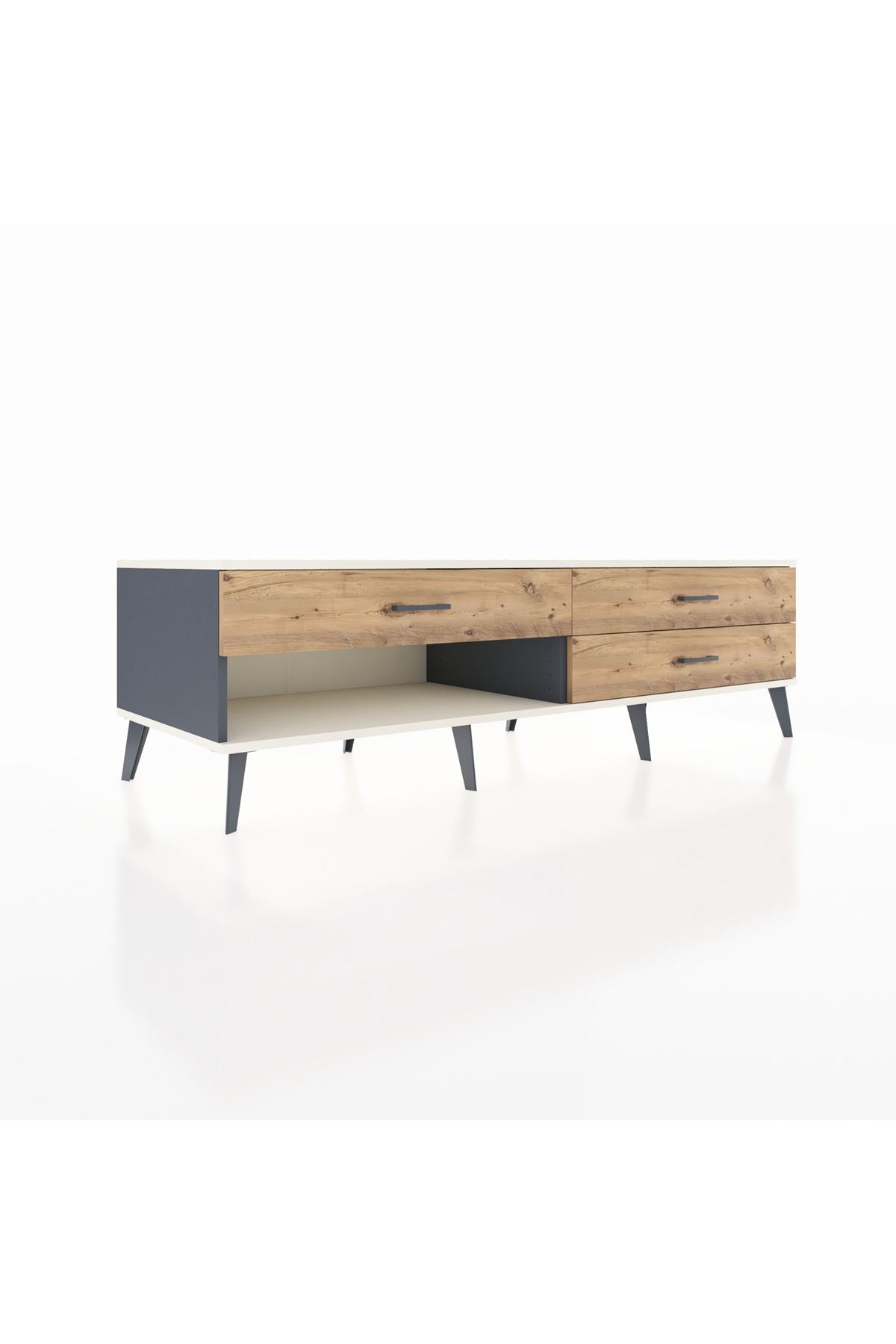 Kronos TV Ünitesi 3 Çekmeceli  176x59x51 Antrasit-Aytaşı/Çam