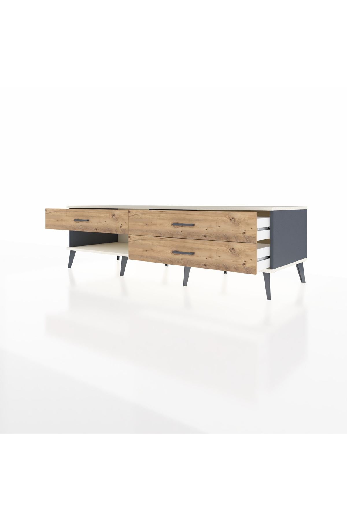 Kronos TV Ünitesi 3 Çekmeceli  176x59x51 Antrasit-Aytaşı/Çam