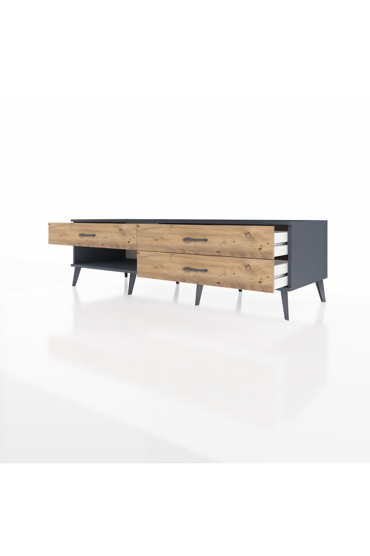 Kronos TV Ünitesi 3 Çekmeceli  176x59x51 Antrasit-Antrasit/Çam