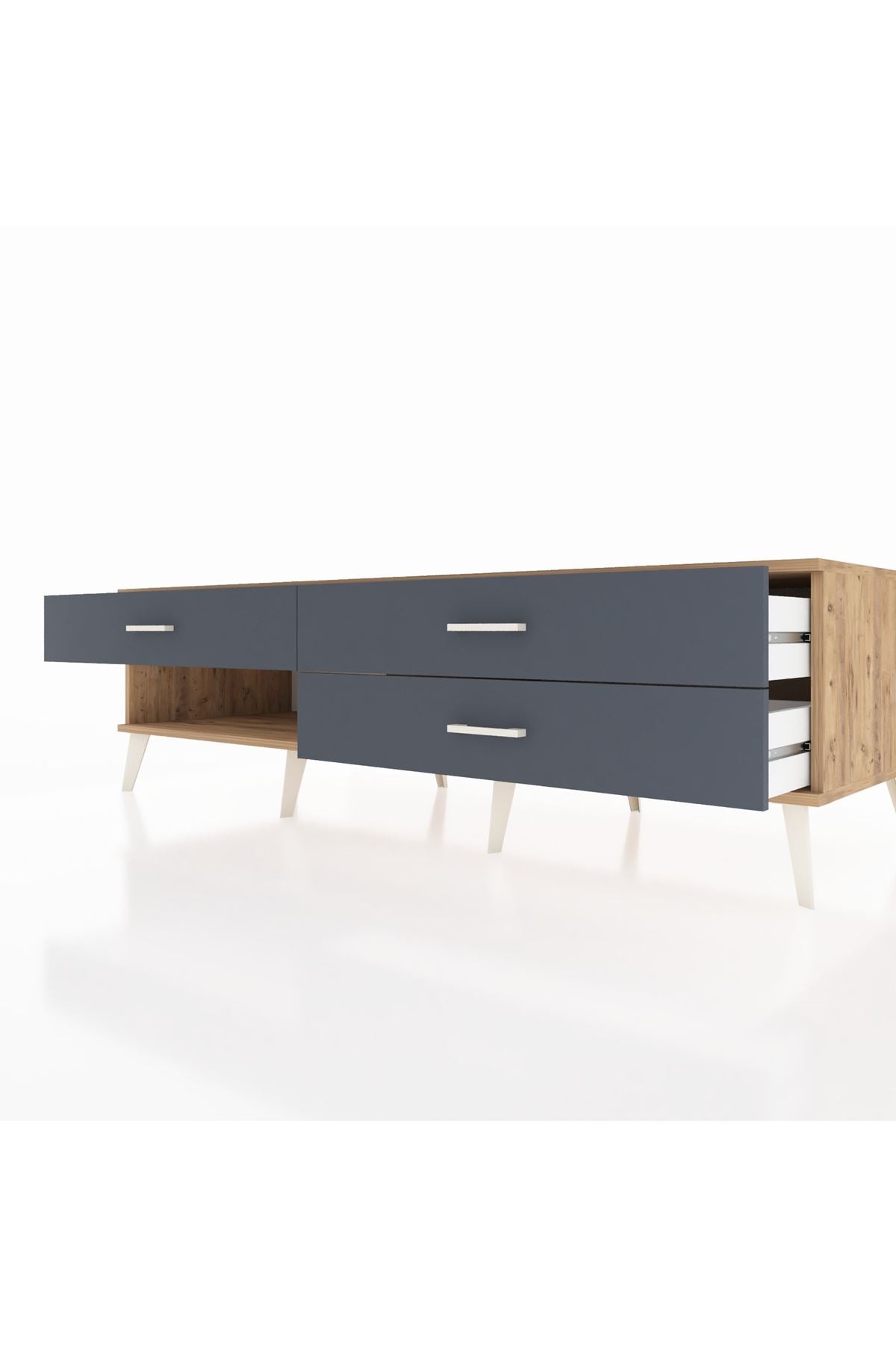 Kronos TV Ünitesi 3 Çekmeceli  176x59x51 Çam-Çam/Antrasit