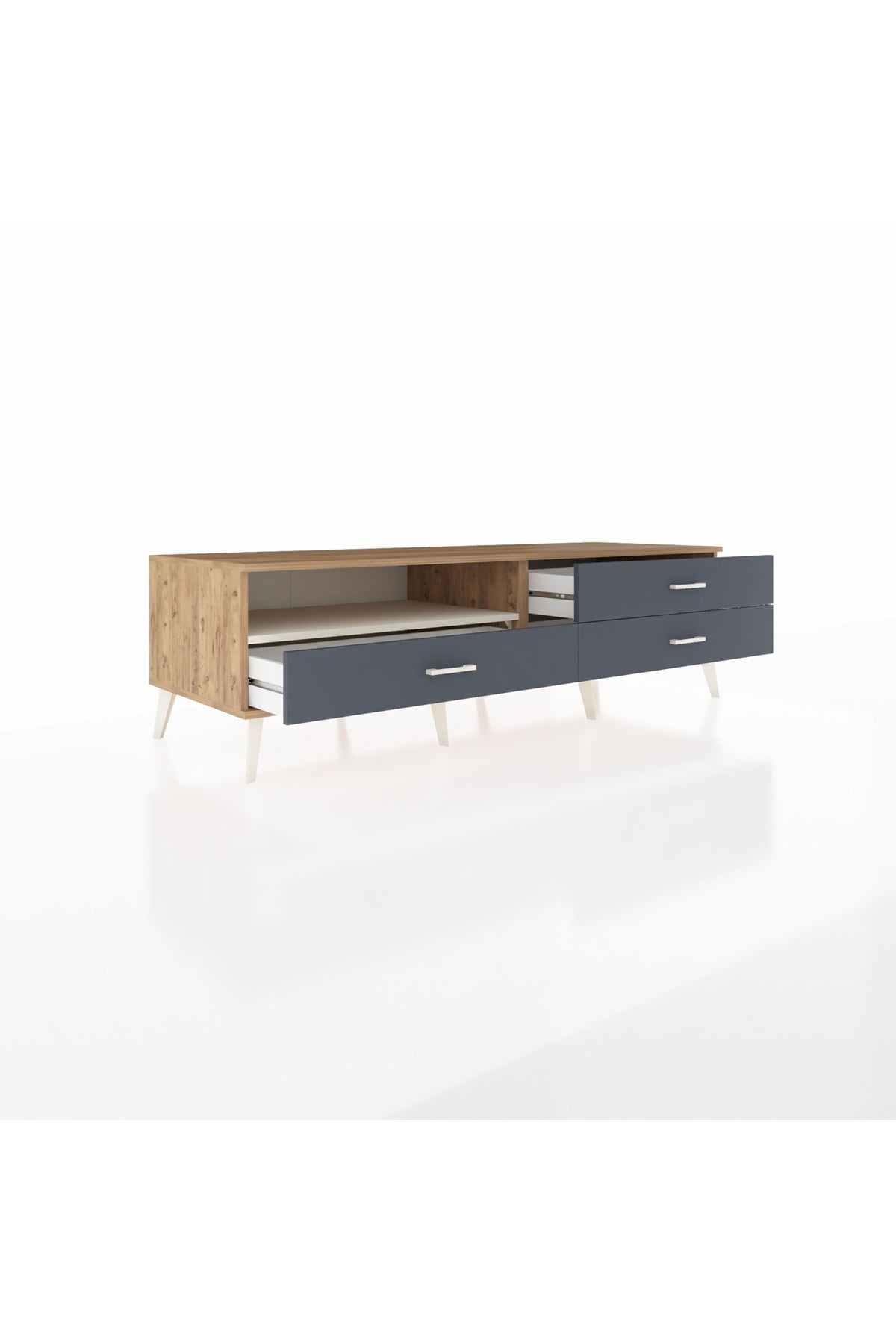 Kronos TV Ünitesi Tek Raflı 3 Çekmeceli  176x59x51 Çam-Aytaşı/Antrasit